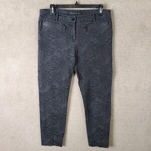 Yansi Fugel Pants Womens 10 Black Snake Print Slim Leg Ankle Zip Stretch